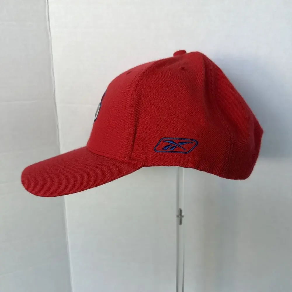 Reebok Detroit Pistons Hat Baseball Cap Hook And Loop Adjustable Red Wool Blend
